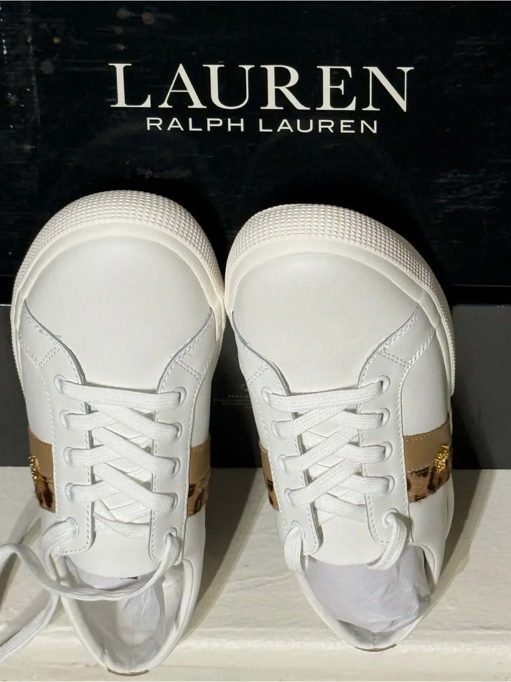 POLO RALPH LAUREN White Low-Top Leather Sneakers women’s size 9.5/ EU 41 *NEW*